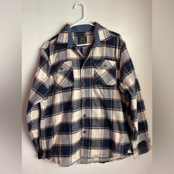 Jachs Heritage Flannel Mens Shirt in Blue and Cream size L - Picture 4 of 7